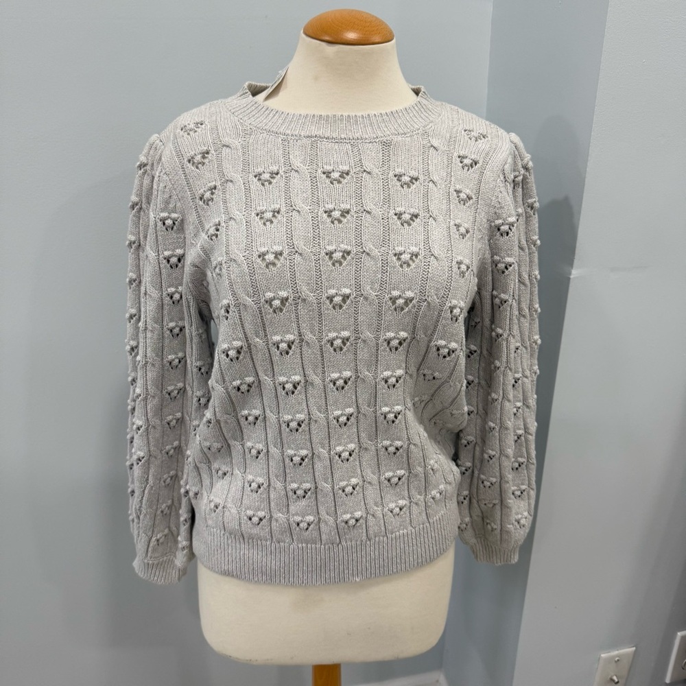 Loft Heather Gray Cable Knit Sweater